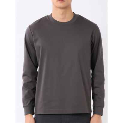 エムエフエディトリアル m.f.editorial Tシャツ メンズ 長袖 ストレッチ UV 綿 コットン 無地 シルケット スムス スロープネック ドレスT （黒）｜詳細画像