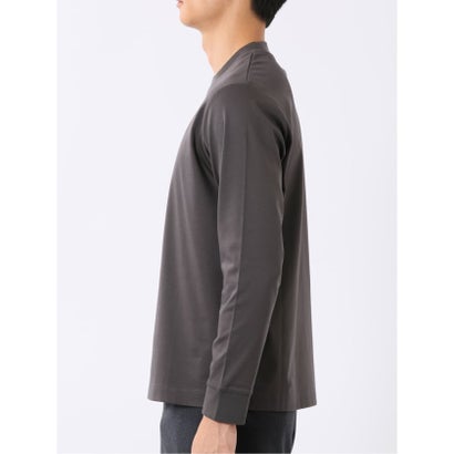 エムエフエディトリアル m.f.editorial Tシャツ メンズ 長袖 ストレッチ UV 綿 コットン 無地 シルケット スムス スロープネック ドレスT （黒）｜詳細画像