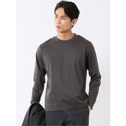 エムエフエディトリアル m.f.editorial Tシャツ メンズ 長袖 ストレッチ UV 綿 コットン 無地 シルケット スムス スロープネック ドレスT （黒）｜詳細画像