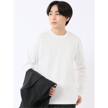 エムエフエディトリアル m.f.editorial Tシャツ メンズ 長袖 ストレッチ UV 綿 コットン 無地 シルケット スムス スロープネック ドレスT （黒）｜詳細画像
