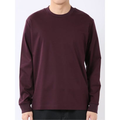 エムエフエディトリアル m.f.editorial Tシャツ メンズ 長袖 ストレッチ UV 綿 コットン 無地 シルケット スムス スロープネック ドレスT （黒）｜詳細画像