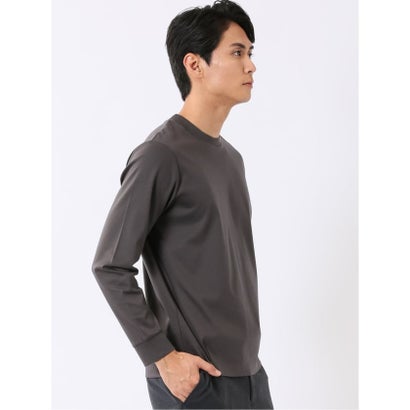 エムエフエディトリアル m.f.editorial Tシャツ メンズ 長袖 ストレッチ UV 綿 コットン 無地 シルケット スムス スロープネック ドレスT （ワイン）｜詳細画像