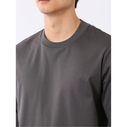 エムエフエディトリアル m.f.editorial Tシャツ メンズ 長袖 ストレッチ UV 綿 コットン 無地 シルケット スムス スロープネック ドレスT （ワイン）｜詳細画像
