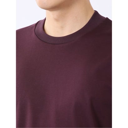 エムエフエディトリアル m.f.editorial Tシャツ メンズ 長袖 ストレッチ UV 綿 コットン 無地 シルケット スムス スロープネック ドレスT （ワイン）｜詳細画像