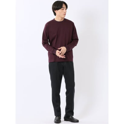 エムエフエディトリアル m.f.editorial Tシャツ メンズ 長袖 ストレッチ UV 綿 コットン 無地 シルケット スムス スロープネック ドレスT （白）｜詳細画像