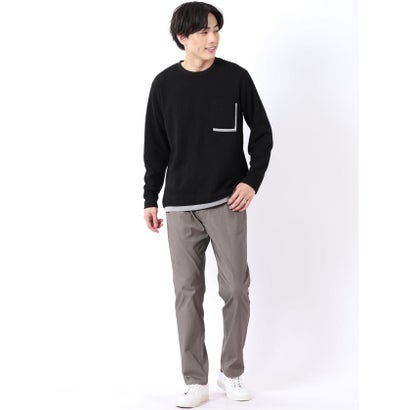 パンツ メンズ ストレッチ 裏起毛 スリム 5ポケット テーパード ソラーロ クロスストレッチ + ウォーム （黒）｜詳細画像