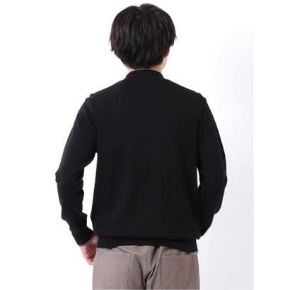 ニット プルオーバー メンズ 長袖 ストレッチ ハンドウォッシャブル モックネック セーター ウール混 （こげ茶）｜詳細画像