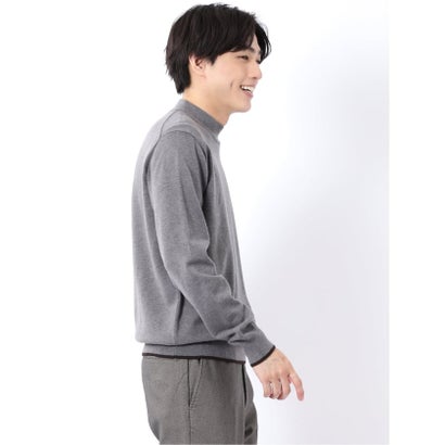 ニット プルオーバー メンズ 長袖 ストレッチ ハンドウォッシャブル モックネック セーター ウール混 （アイボリー）｜詳細画像