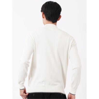 ニット プルオーバー メンズ 長袖 ストレッチ ハンドウォッシャブル モックネック セーター ウール混 （アイボリー）｜詳細画像
