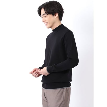 ニット プルオーバー メンズ 長袖 ストレッチ ハンドウォッシャブル モックネック セーター ウール混 （グレー）｜詳細画像