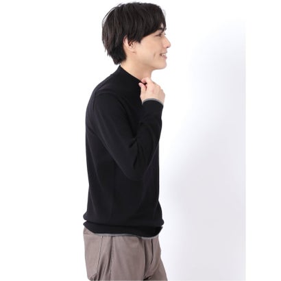 ニット プルオーバー メンズ 長袖 ストレッチ ハンドウォッシャブル モックネック セーター ウール混 （グレー）｜詳細画像