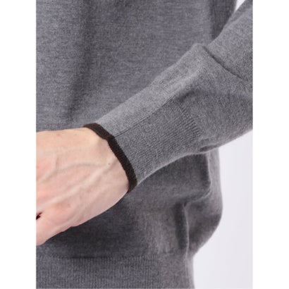 ニット プルオーバー メンズ 長袖 ストレッチ ハンドウォッシャブル モックネック セーター ウール混 （グレー）｜詳細画像