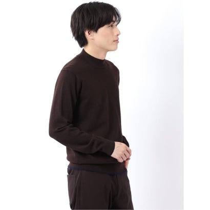 ニット プルオーバー メンズ 長袖 ストレッチ ハンドウォッシャブル モックネック セーター ウール混 （グレー）｜詳細画像