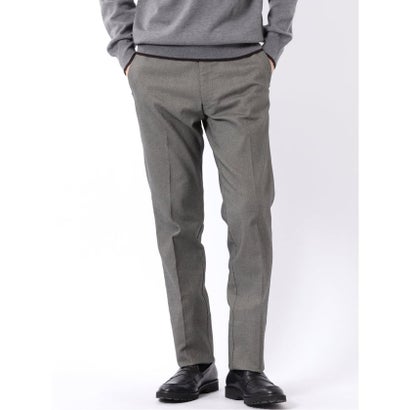 スラックス メンズ ビジネス ストレッチ 裏起毛 スリム ノータック テーパード バーズアイ （グレー）｜詳細画像