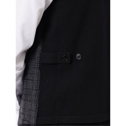 エムエフエディトリアル m.f.editorial ニット ジレ ベスト メンズ ストレッチ ハンドウォッシャブル 前開き ウール混 グレンチェック （グレー）｜詳細画像