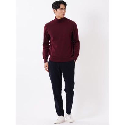 ニット プルオーバー メンズ 長袖 ストレッチ ハンドウォッシャブル タートルネック セーター ウール混 （グレー）｜詳細画像