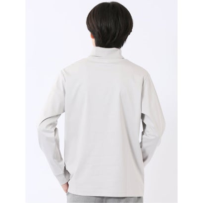 Tシャツ メンズ 長袖 ストレッチ 抗菌防臭 UV 綿 コットン 無地 シルケット スムス タートルネック ドレスT （黒）｜詳細画像