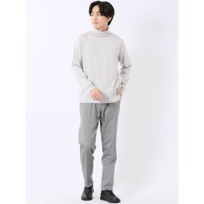 Tシャツ メンズ 長袖 ストレッチ 抗菌防臭 UV 綿 コットン 無地 シルケット スムス タートルネック ドレスT （黒）｜詳細画像