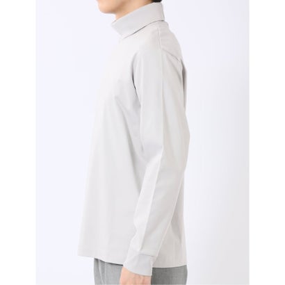 Tシャツ メンズ 長袖 ストレッチ 抗菌防臭 UV 綿 コットン 無地 シルケット スムス タートルネック ドレスT （黒）｜詳細画像