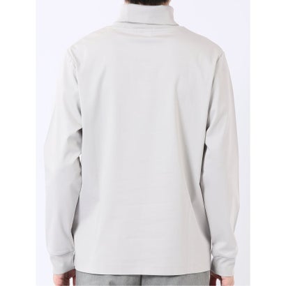 Tシャツ メンズ 長袖 ストレッチ 抗菌防臭 UV 綿 コットン 無地 シルケット スムス タートルネック ドレスT （黒）｜詳細画像