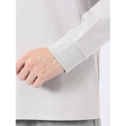 Tシャツ メンズ 長袖 ストレッチ 抗菌防臭 UV 綿 コットン 無地 シルケット スムス タートルネック ドレスT （ライトグレー）｜詳細画像