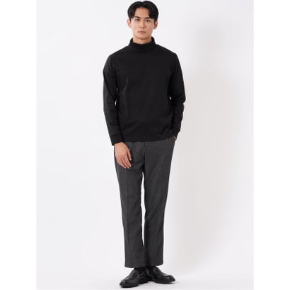 Tシャツ メンズ 長袖 ストレッチ 抗菌防臭 UV 綿 コットン 無地 シルケット スムス タートルネック ドレスT （ライトグレー）｜詳細画像