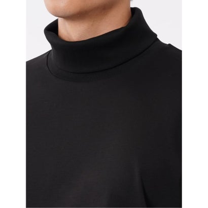 Tシャツ メンズ 長袖 ストレッチ 抗菌防臭 UV 綿 コットン 無地 シルケット スムス タートルネック ドレスT （ライトグレー）｜詳細画像