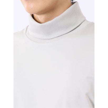 Tシャツ メンズ 長袖 ストレッチ 抗菌防臭 UV 綿 コットン 無地 シルケット スムス タートルネック ドレスT （ライトグレー）｜詳細画像