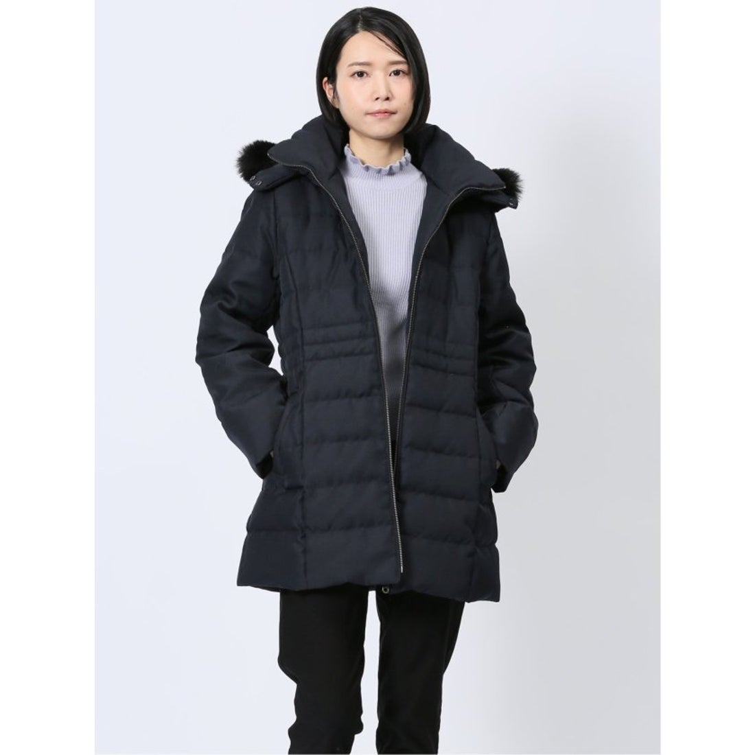 販売 員 ノルマ m.f.editorial 羊革レザーダウンコート 茶 M フード 