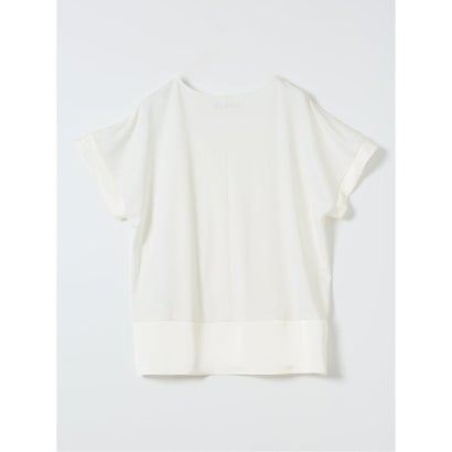 Tシャツ プルオーバー レディース 半袖 ストレッチ 接触冷感 クルーネック サテン 切替 （黒）｜詳細画像