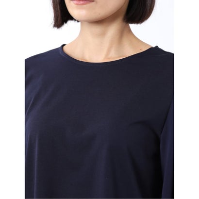 Tシャツ プルオーバー レディース 接触冷感 無地 クルーネック フレアスリーブ 楊柳 切替 （白）｜詳細画像