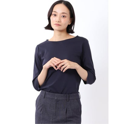 Tシャツ レディース 7分袖 接触冷感 UV 無地 綿 コットン クルーネック プルオーバー （白）｜詳細画像