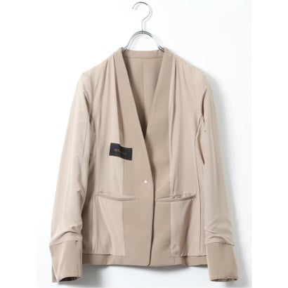 【ストレッチ ウォッシャブル】 ジャケット レディース ビジネス セットアップ可能 ストレッチ ウォッシャブル UV イージーケア 1ボタン カラーレス ダブルクロス ベージュ （ベージュ）｜詳細画像