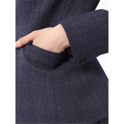 【ストレッチ ウォッシャブル】 ジャケット レディース ビジネス セットアップ可能 ストレッチ ウォッシャブル 1ボタン テーラード グレンチェック 紺 （紺）｜詳細画像
