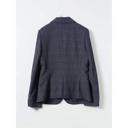 【ストレッチ ウォッシャブル】 ジャケット レディース ビジネス セットアップ可能 ストレッチ ウォッシャブル 1ボタン テーラード グレンチェック 紺 （紺）｜詳細画像