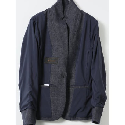【ストレッチ ウォッシャブル】 ジャケット レディース ビジネス セットアップ可能 ストレッチ ウォッシャブル 1ボタン テーラード グレンチェック 紺 （紺）｜詳細画像