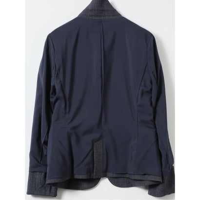 【ストレッチ ウォッシャブル】 ジャケット レディース ビジネス セットアップ可能 ストレッチ ウォッシャブル 1ボタン テーラード グレンチェック 紺 （紺）｜詳細画像