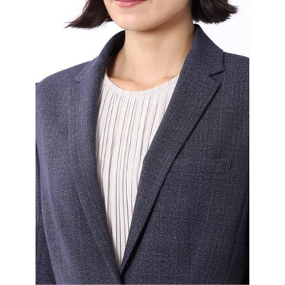 【ストレッチ ウォッシャブル】 ジャケット レディース ビジネス セットアップ可能 ストレッチ ウォッシャブル 1ボタン テーラード グレンチェック 紺 （紺）｜詳細画像