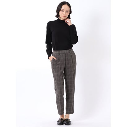 エムエフエディトリアル m.f.editorial パンツ レディース ストレッチ 静電防止 起毛 チェック テーパード センタープレス バックシャーリング （グレー）｜詳細画像