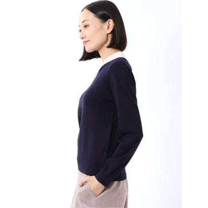 エムエフエディトリアル m.f.editorial ニット プルオーバー レディース 長袖 ストレッチ ウォッシャブル UV 静電防止 アンチピリング 衿付き セーター （グレー）｜詳細画像
