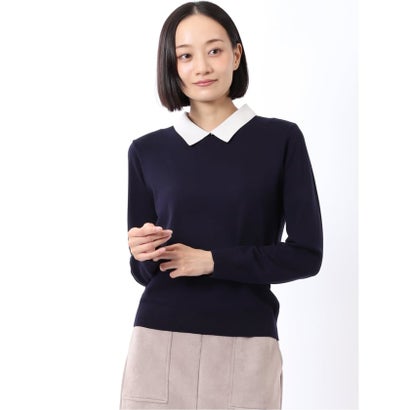 エムエフエディトリアル m.f.editorial ニット プルオーバー レディース 長袖 ストレッチ ウォッシャブル UV 静電防止 アンチピリング 衿付き セーター （グレー）｜詳細画像