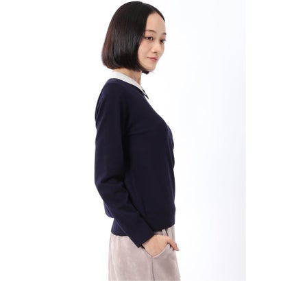 エムエフエディトリアル m.f.editorial ニット プルオーバー レディース 長袖 ストレッチ ウォッシャブル UV 静電防止 アンチピリング 衿付き セーター （茶）｜詳細画像