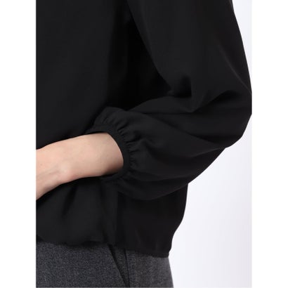 エムエフエディトリアル m.f.editorial ブラウス レディース 長袖 プルオーバー 裏起毛 クルーネック ジョーゼット 消しプリーツ （黒）｜詳細画像