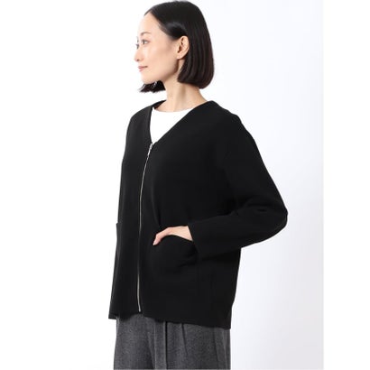 エムエフエディトリアル m.f.editorial ニット コーディガン レディース 長袖 ストレッチ ウォッシャブル 静電防止 アンチピリング Vカラー フルジップ ミラノリブ （茶）｜詳細画像