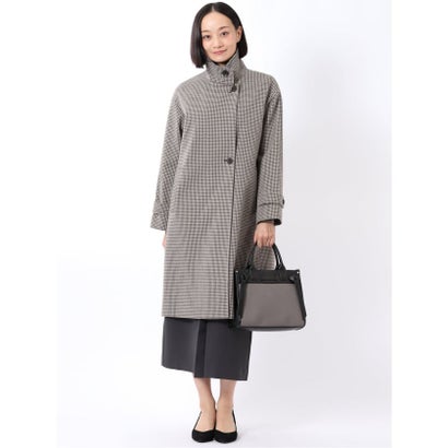 コート レディース ストレッチ ハンドウォッシャブル スタンドカラー ジャージー メルトン ロング ややゆったり （紺）｜詳細画像
