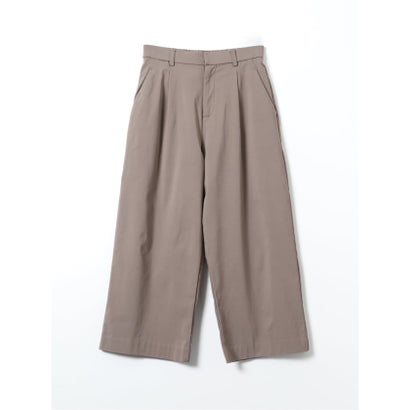 パンツ レディース ストレッチ 裏起毛 ワイド ワンタック バックシャーリング レーヨンナイロン 無地 ややゆったり （黒）｜詳細画像