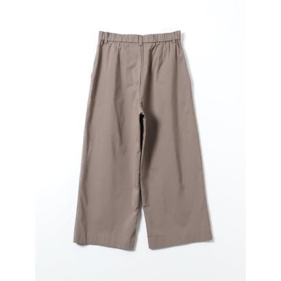 パンツ レディース ストレッチ 裏起毛 ワイド ワンタック バックシャーリング レーヨンナイロン 無地 ややゆったり （グレー）｜詳細画像
