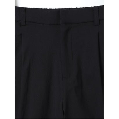 パンツ レディース ストレッチ 裏起毛 ワイド ワンタック バックシャーリング レーヨンナイロン 無地 ややゆったり （グレー）｜詳細画像