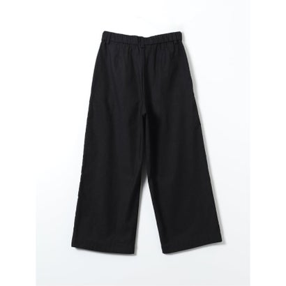 パンツ レディース ストレッチ 裏起毛 ワイド ワンタック バックシャーリング レーヨンナイロン 無地 ややゆったり （グレー）｜詳細画像
