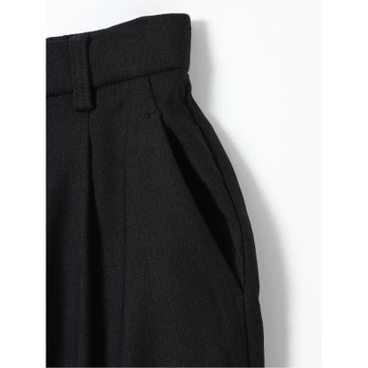パンツ レディース ストレッチ 裏起毛 ワイド ワンタック バックシャーリング レーヨンナイロン 無地 ややゆったり （グレー）｜詳細画像